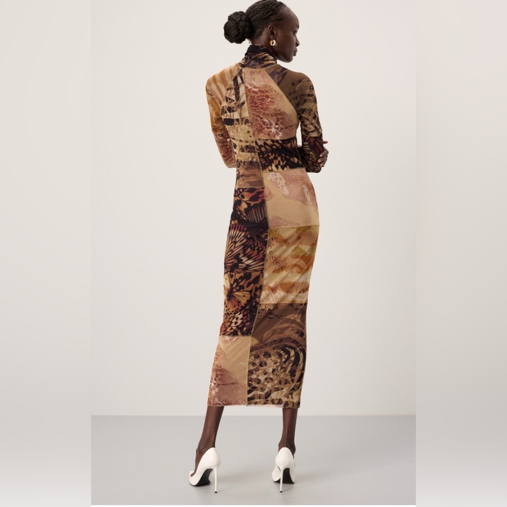 Fuzzy Abito Patchwork Mesh Dress - image 4